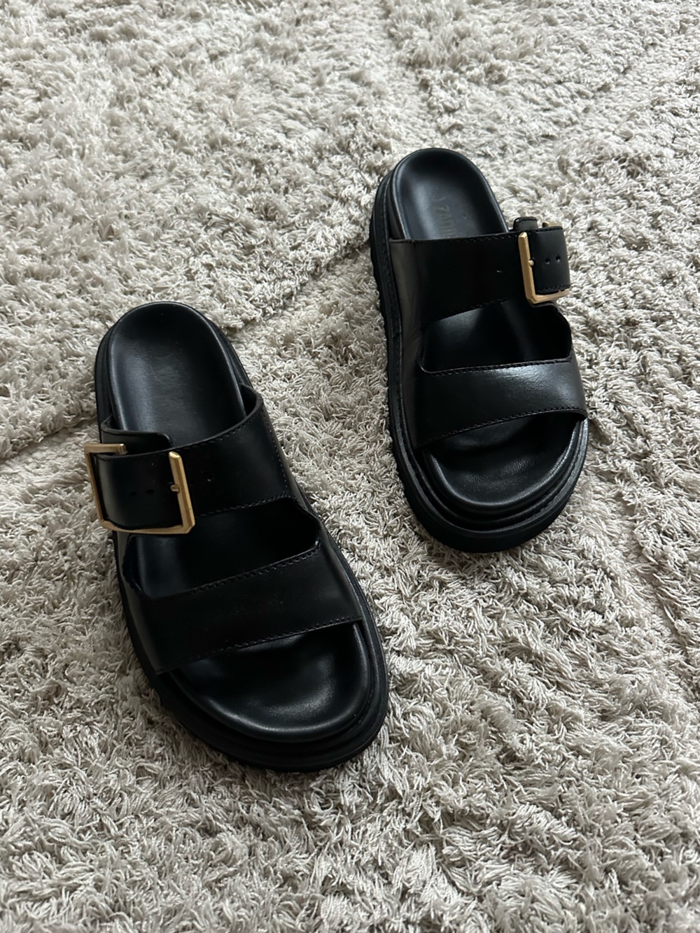 Zadig Voltaire Alpha Cecilia Leather With Veg Noir sandal chunky 38 7